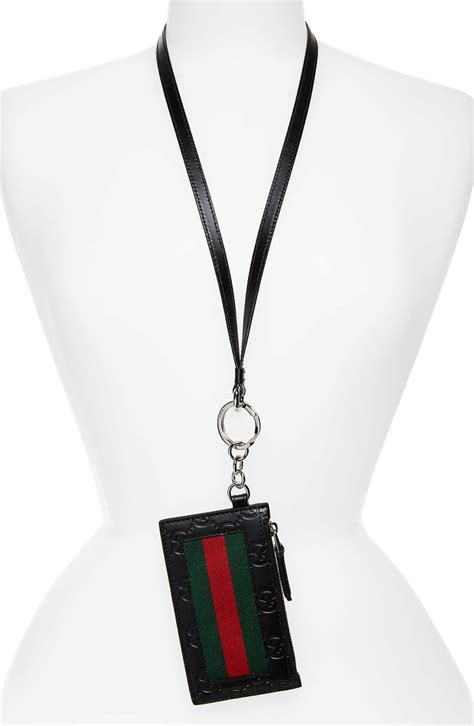 gucci red cardholder|Gucci card case with lanyard.